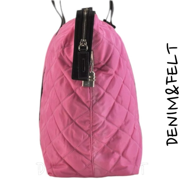 PRADA Vintage Pink/Black Begonia Quilted Nylon Travel Bag/Tote | PRELOVED!!🩷💗 - Picture 4 of 16